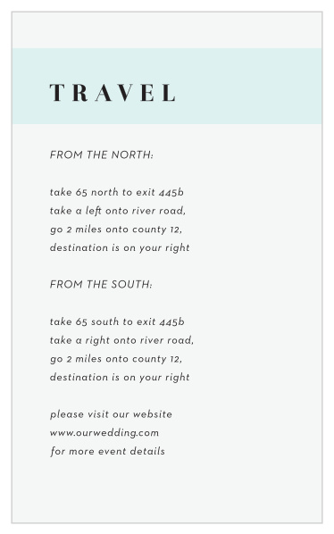 Help your guests find their way with our Sheer Stripe Direction Cards.