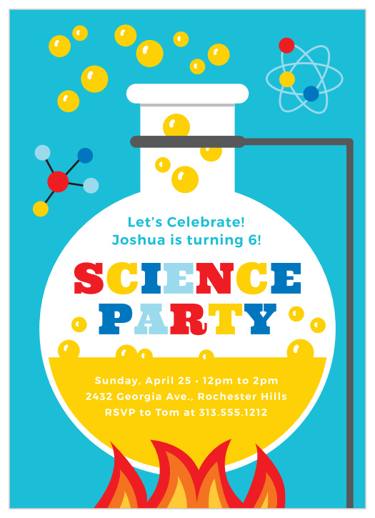 The perfect way to invite your favorite brainy friends together to celebrate along with the birthday scientist with Our Little Scientist Children's Birthday Party Invitations.