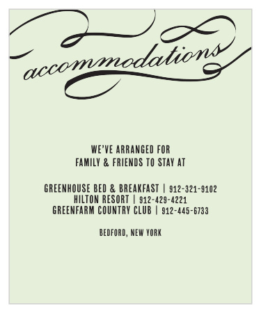Make things too easy for your guests by providing them with this fully customizable Accommodation card.