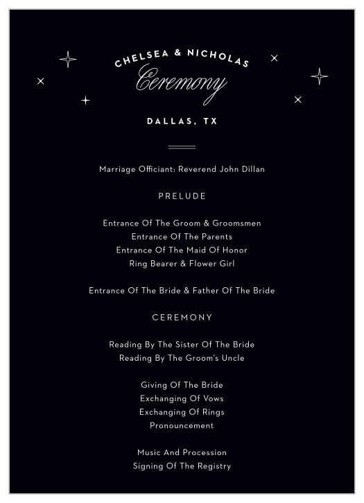 Make sure your guests catch every fleeting moment with the Dallas Skyline Wedding Programs.