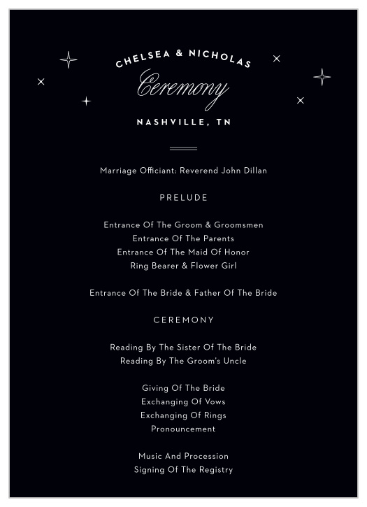 Spell out the details of the events surrounding your special day with our Nashville Skyline Wedding Programs.