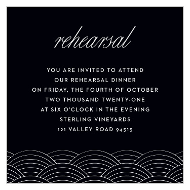 Invite your family and friends to your wedding ceremony with our San Jose Skyline Rehearsal Cards.