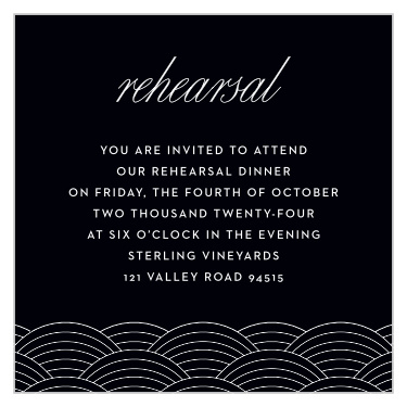 Invite your family and friends to your wedding ceremony with our Charlotte Skyline Rehearsal Cards.