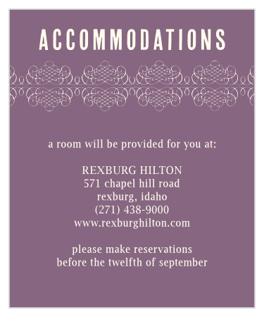 Make things too easy for your guests by providing them with this fully customizable Accommodation card.