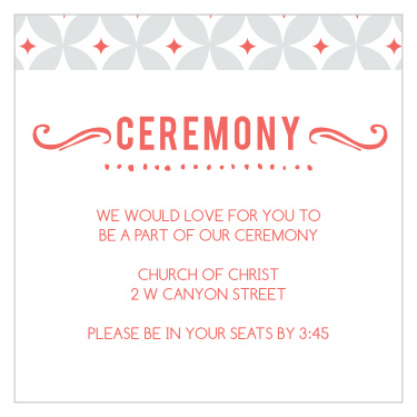 Invite your guests to your ceremony with this ceremony card.