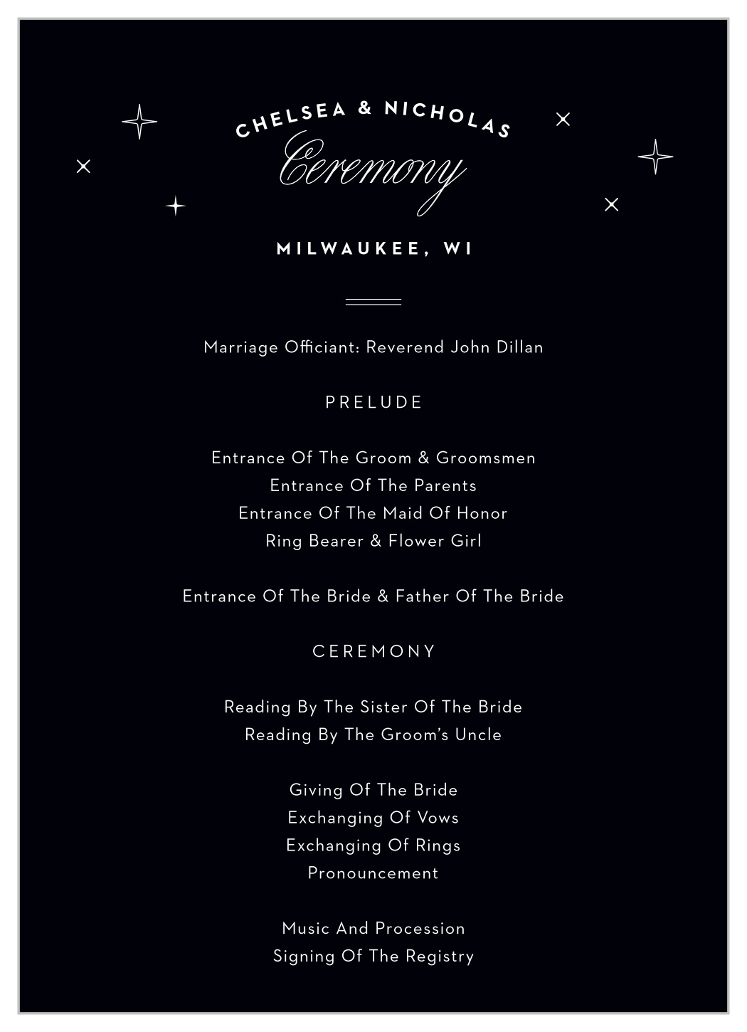 Milwaukee Skyline Wedding Programs