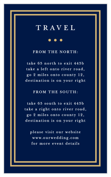 Clean and simple, the Simple Square Direction Card is the perfect way to keep your guests from getting lost.