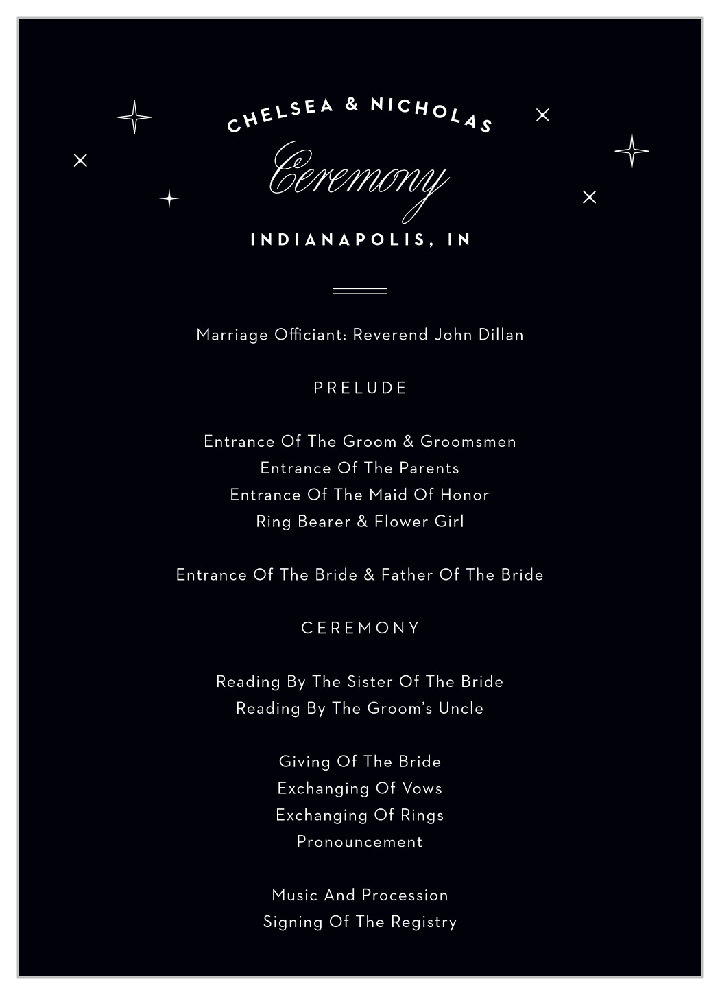 Indianapolis Skyline Wedding Programs