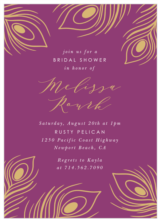Our Illustrated Peacock Bridal Shower Invitations are elegant and perfect for any wedding shower!