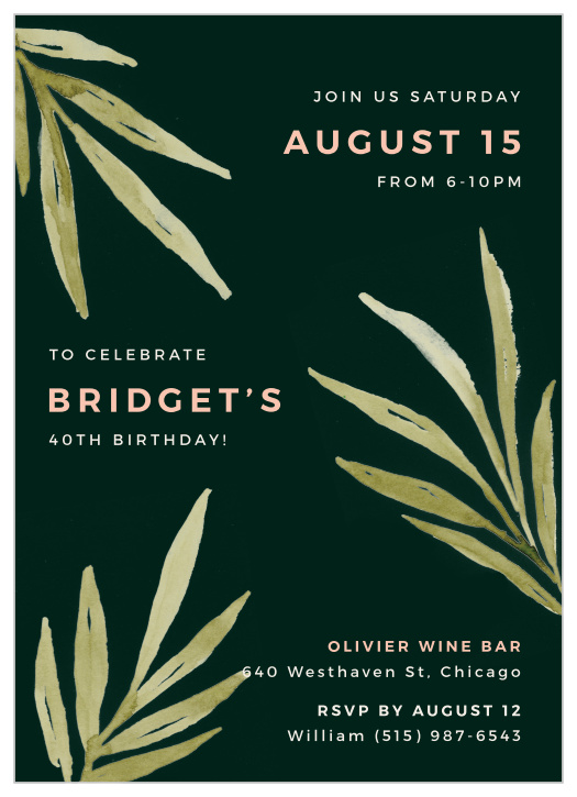 Make a big deal of your birthday this year with our Brushstroke Branches Milestone Birthday Invitations!