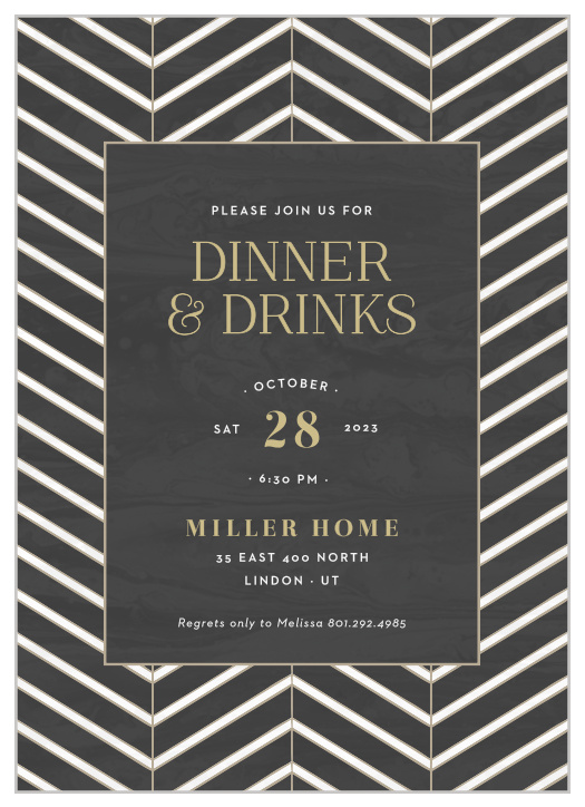 Set the stage for your party with our Concrete Chevron Party Invitations. 