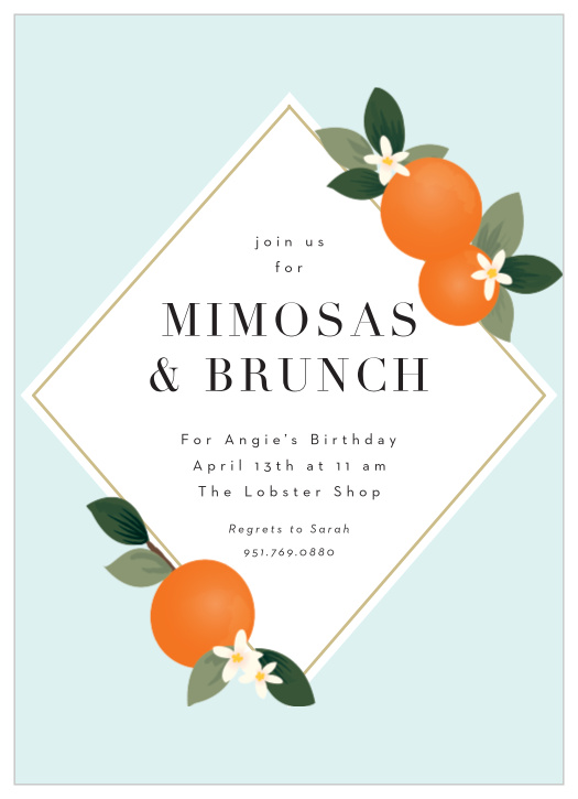 Invite loved ones to celebrate your birthday with the Citrus Brunch Adult Birthday Invitations!