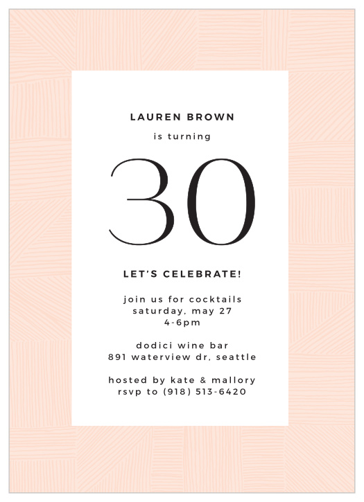 What a journey, you're turning thirty! Choose our Stacked Lines Milestone Birthday Invitations to ask your closest family and friends to come to celebrate with you!