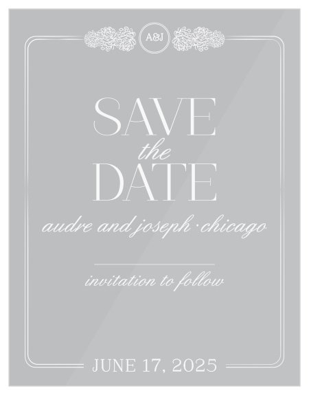 Inform your close friends and family of your upcoming big day with our Floral Nouveau Clear Save-the-Date Cards.