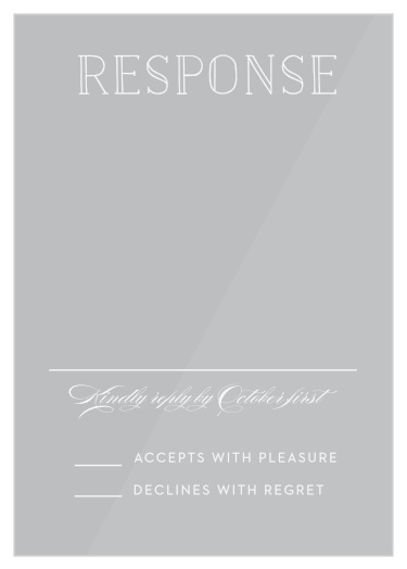 Sleek typography makes the Filigree Frame Clear Response Cards stand out from the rest. 