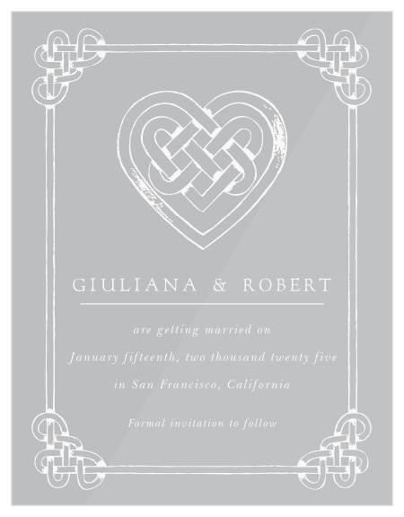 Our Celtic Knot Clear Save the Date Cards are a perfectly charming way to announce the special day that you’ll tie the knot. 