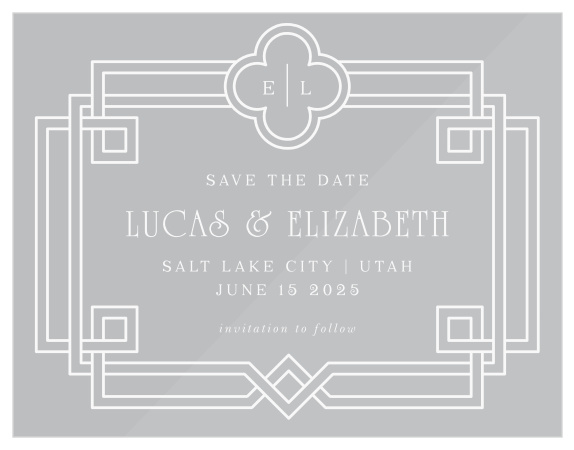 Our Irish Deco Clear Wedding Save-the-Date Cards are a perfectly gorgeous way to announce your special day. 