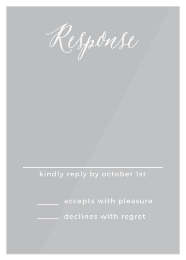 Our Beautiful Night Clear Response Cards give you the opportunity to tally up all of your guests, as well as their individualized needs.