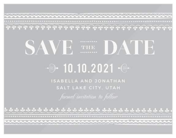 Our Vintage Admission Clear Save-the-Date Cards utilize a vintage appearance to give a glimpse into the future.