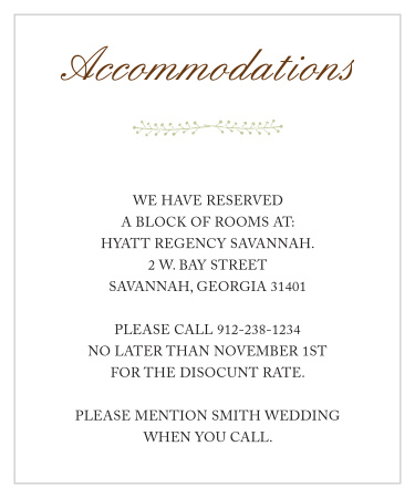 Make things too easy for your guests by providing them with this fully customizable Accommodation card.