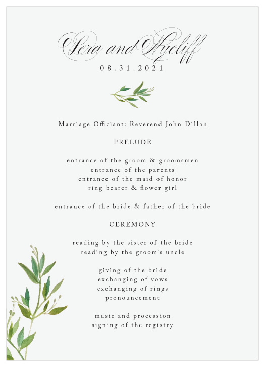 Our Elegant Vines Wedding Programs are the perfect mix of rustic and elegant, made to fit any color scheme!