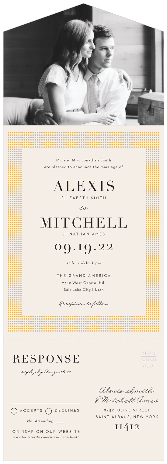 Wedding Invitations | Match Your Color \u0026 Style Free!, Color Cream, Photos 1  Photo, Size Seal \u0026 Send, image size:549x1519