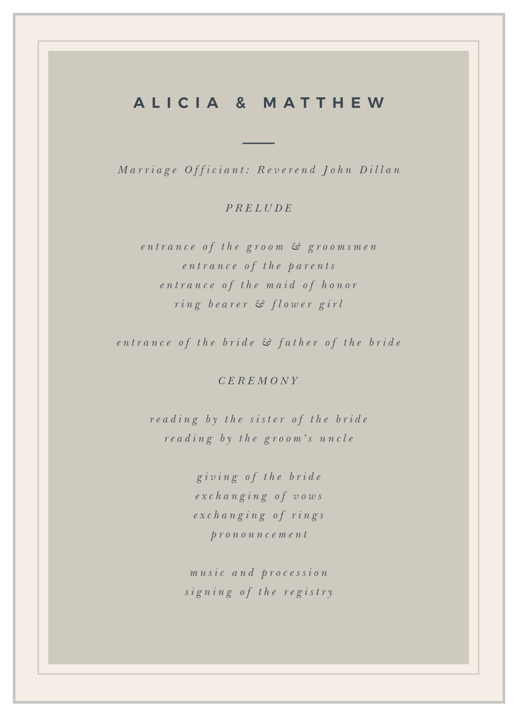 Modern Inlay Wedding Programs