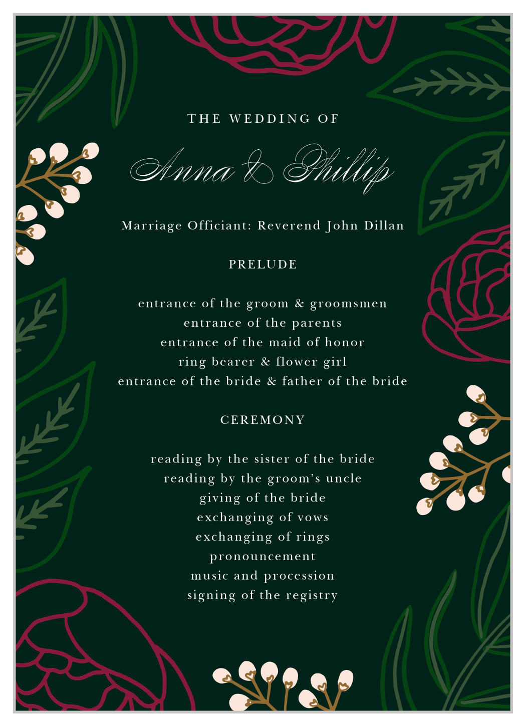 Sculpted Blooms Wedding Programs