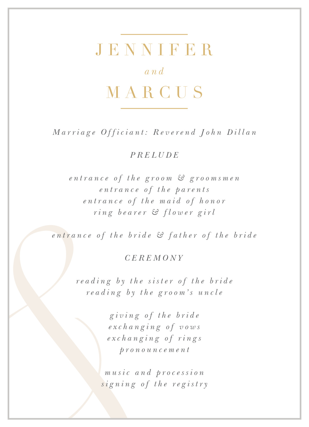 Modern Ampersand Wedding Programs