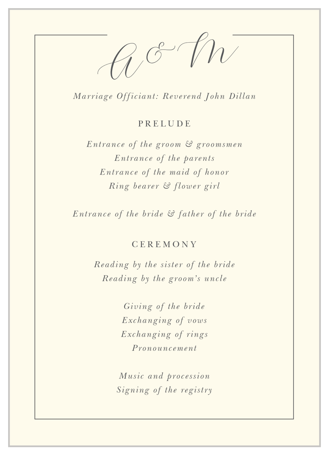 Elegant Typography Wedding Programs