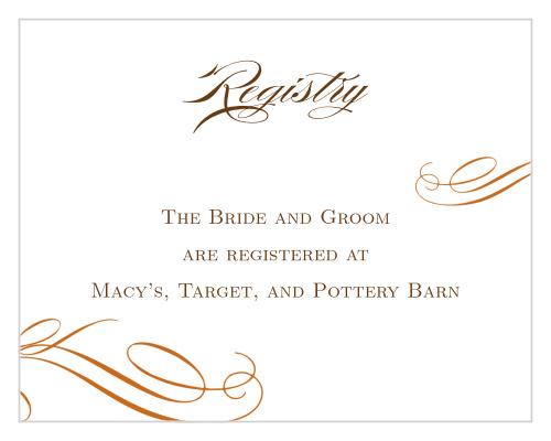 Let your guests know where you are registered at with this textured registry card. Customize the fonts and colors to match your wedding scheme.