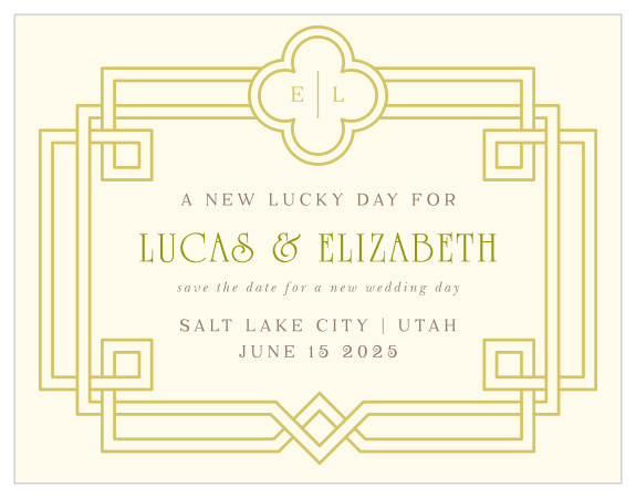 Need to change plans? No problem. Our Irish Deco Change the Date Cards are here to make things a little easier. 