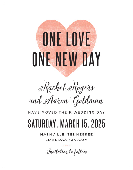 Need to change plans? No problem. Our Heart in Hand Change the Date Cards are here to make things a little easier.