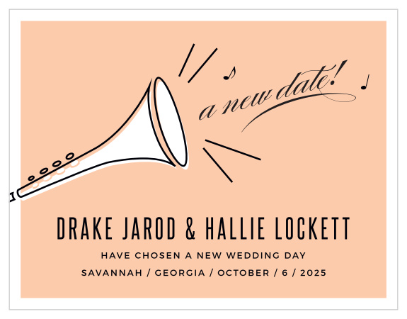 Let your family and friends know that you have to postpone your wedding due to unforeseen events due to MaeMae's Ralph Change the Date Cards.
