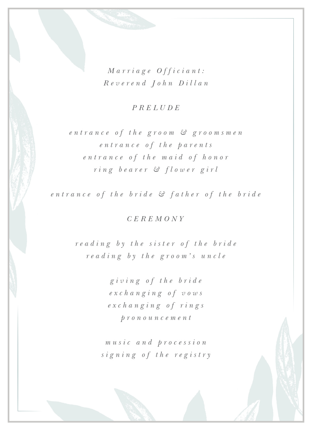 Sketched Branch Wedding Programs