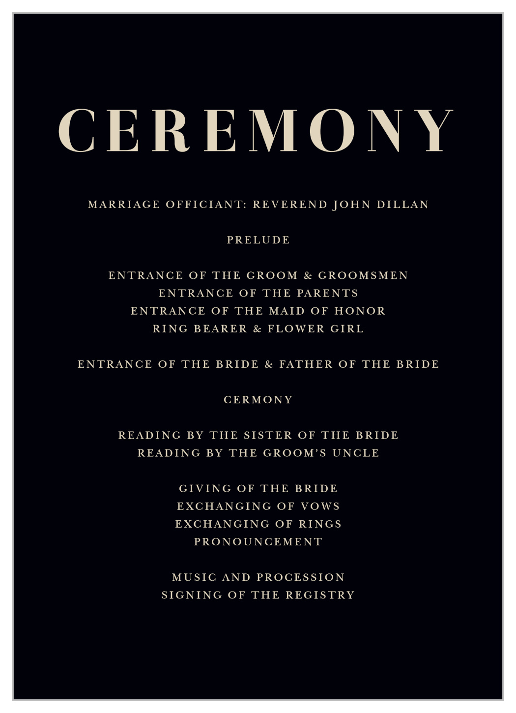 Basic Monogram Wedding Programs