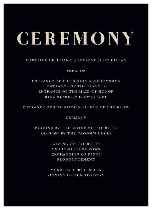 The minimalist look of our Basic Monogram Wedding Programs lets your family and friends know every step of your ceremony.