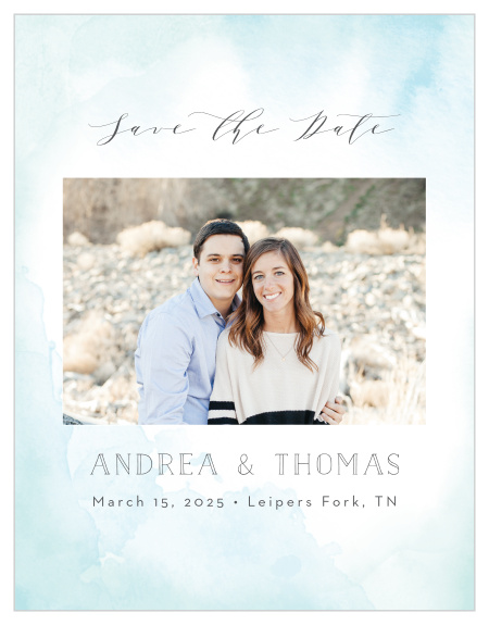 Request your friends and family to eagerly look forward to your big day with our Painterly Wash Save-the-Date Cards!