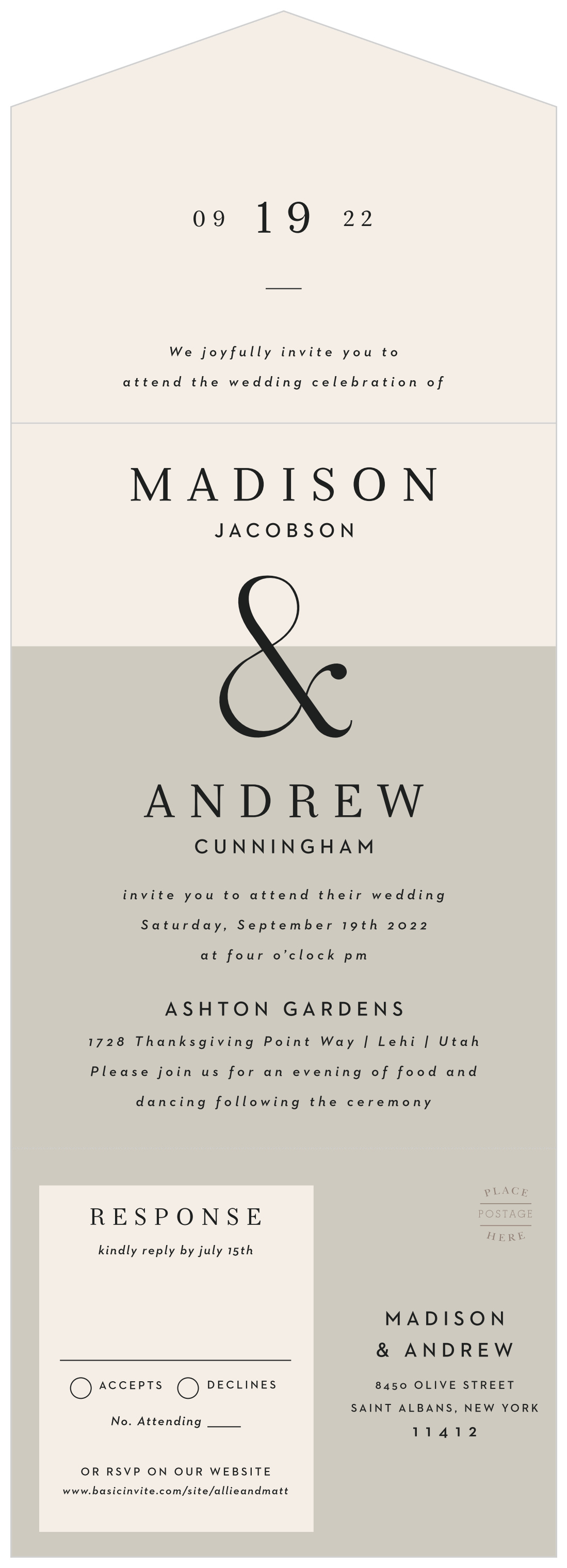 Split Type Seal & Send Wedding Invitations