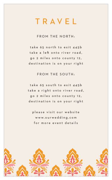 Family and friends will have no issue finding their way to your wedding venue with the help of our Damask Sides Direction Cards.