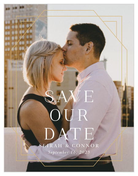 Your family and friends will be racing to their calendars to mark your wedding day when they see the minimalist look of our Deco Dream Save the Date Cards.