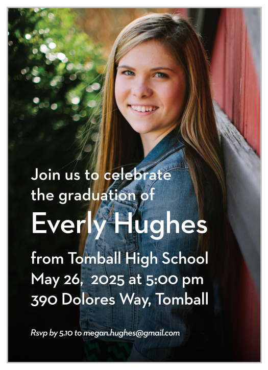 Stand out with this one of a kind Grad Announcement. Show off your senior this glorious event. Customize the colors and fonts to fit your personality! Enter your graduation day details as well as the after party celebration!