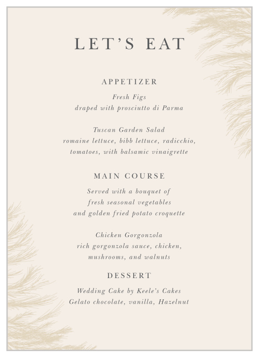 Allow your menus to double as your event decor, with our stunning Pampas Boho Wedding Menus! 