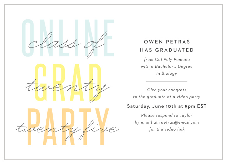 Our Online Party Graduation Invitations include a set of modern and fun fonts to announce their celebration.