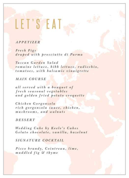 Host the perfect reception with our Adventure Begins Map Wedding Menus.