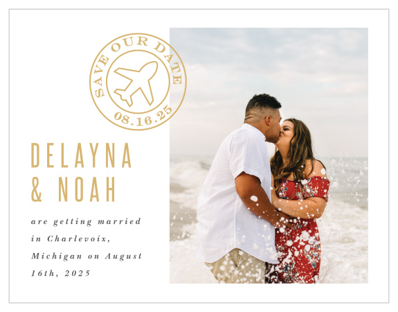 Prepare your guests for your big day with this travel-inspired Adventure Begins Map Save the Date Magnet!