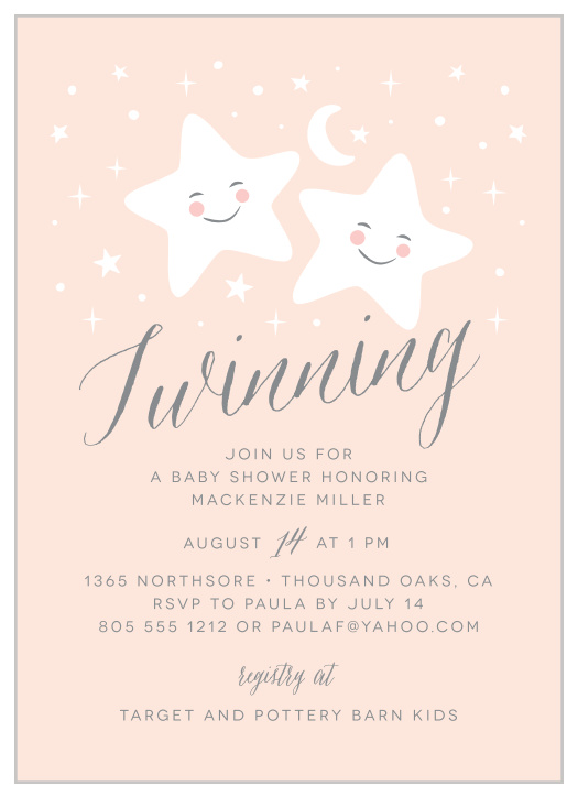 Our Twinkle Twins Baby Shower Invitations are the perfect kickstart to any twins-shower!