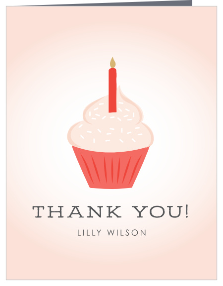 Show gratitude for the support and presence of family and friends at your child's party with our Cupcake Candle First Birthday Thank You Cards.