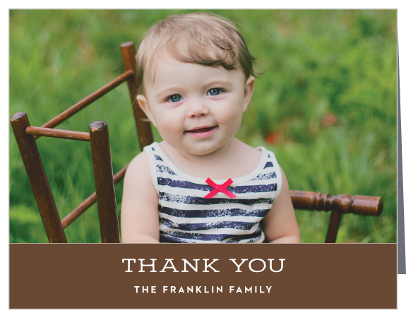 Thank your guests for attending your baby's first birthday, using our simple Rustic Picture First Birthday Thank You Cards.