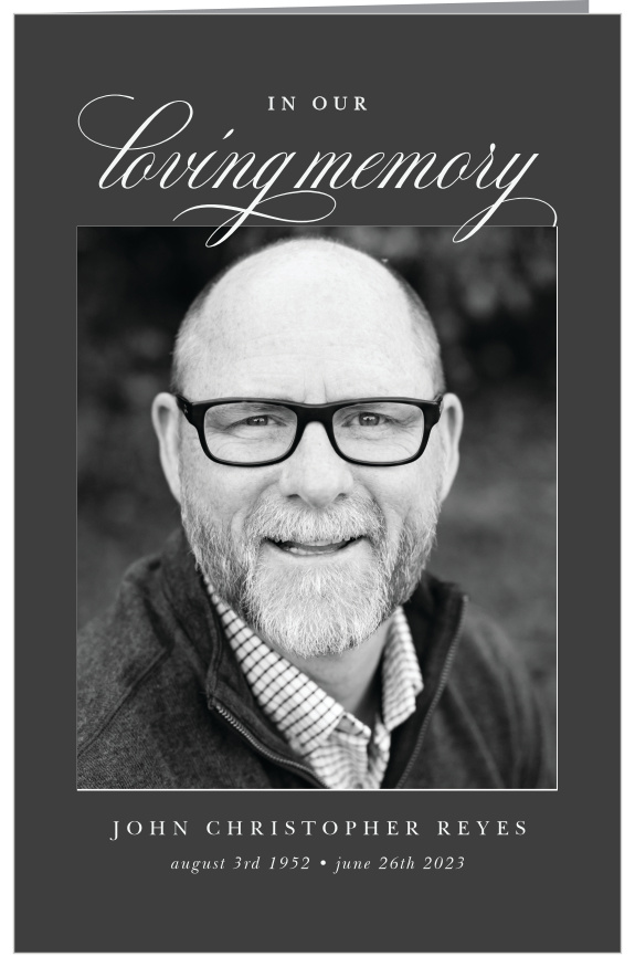 Let family and friends know every step of the funeral service with our In Loving Memory Memorial Book Fold Programs.